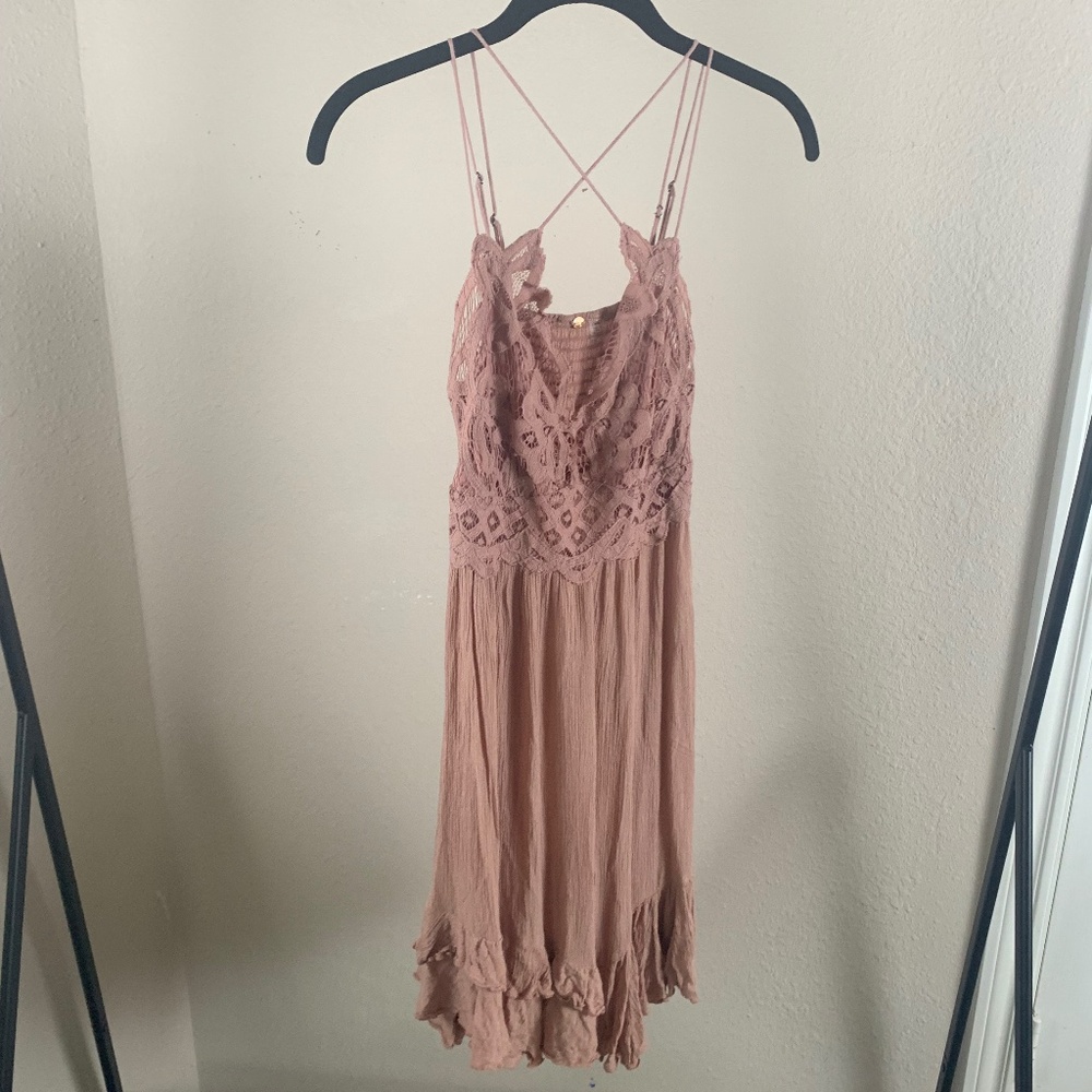 Free People Dusty Rose Lace Midi Dress